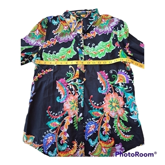 Ralph Lauren floral Unisex Blouse 3/4 sleeve multicolor top - Picture 12 of 13